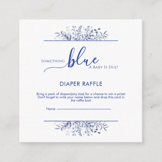 Tarjeta De Recepción Blue Wildflower Something Blue Diaper Raffle  (Anverso)