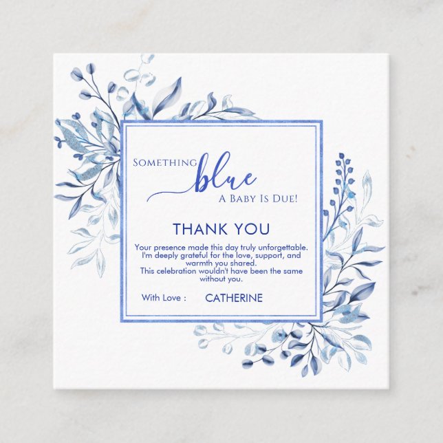 Tarjeta De Recepción Blue Wildflower Something Blue Thank You (Anverso)