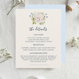 Tarjeta De Recepción Blue Wildflowers Romantic Garden Wedding