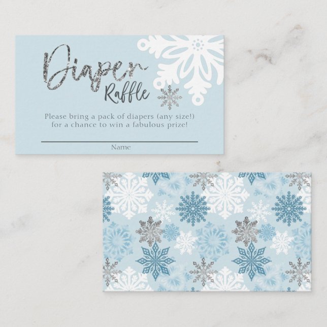 Tarjeta De Recepción Blue Winter Baby Shower Diaper Raffle Ticket (Anverso / Reverso)