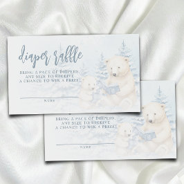 Tarjeta De Recepción Blue Winter Polar Bear acuarela Diaper Raffle