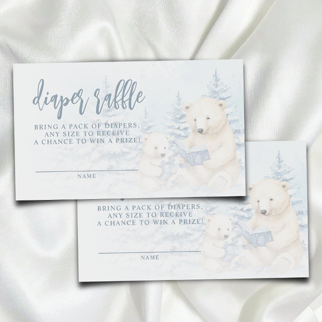 Tarjeta De Recepción Blue Winter Polar Bear acuarela Diaper Raffle (Subido por el creador)