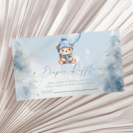 Tarjeta De Recepción Blue Winter Teddy Bear Baby Shower Diaper Raffle