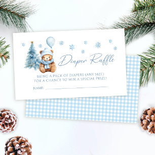 Tarjeta De Recepción Blue Winter Teddy Bear Baby Shower Diaper Raffle