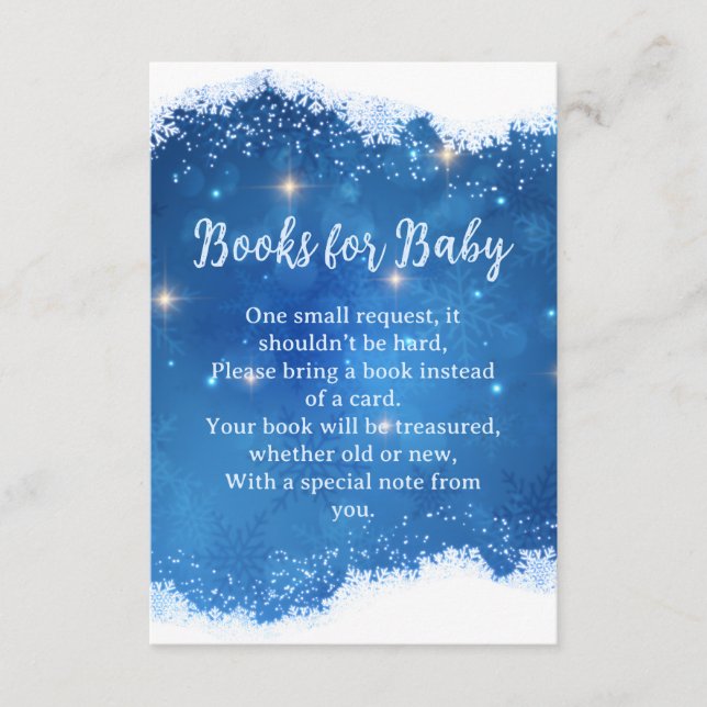 Tarjeta De Recepción Blue Winter Wonderland Books for Baby Card (Anverso)