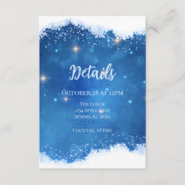 Tarjeta De Recepción Blue Winter Wonderland Details Card | Snowflakes