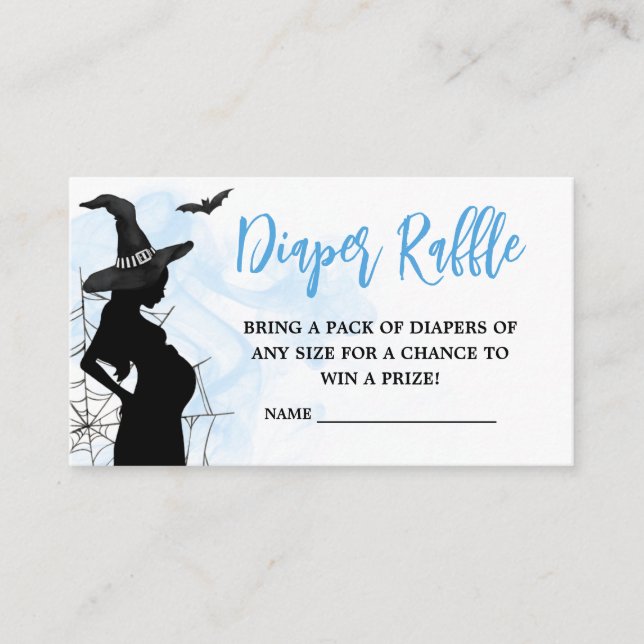 Tarjeta De Recepción Blue Witch Baby Shower Diaper Raffle (Anverso)