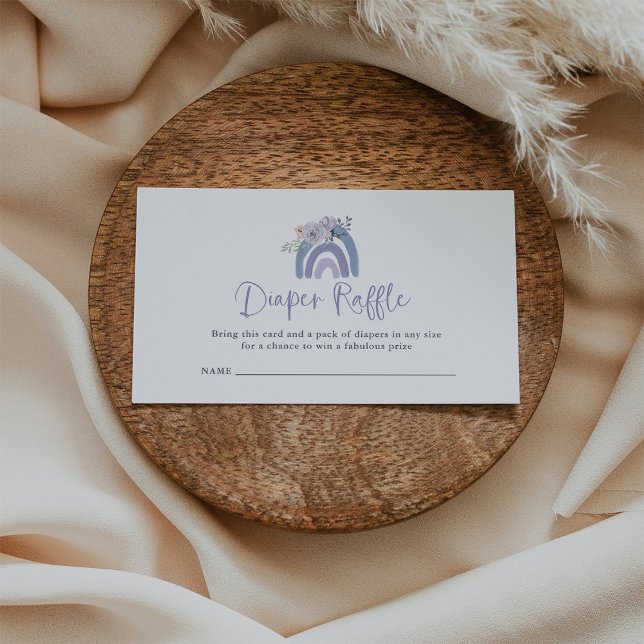 Tarjeta De Recepción Blue y Purple Boho Dusty | Arcoiris Diaper Raffle (Subido por el creador)