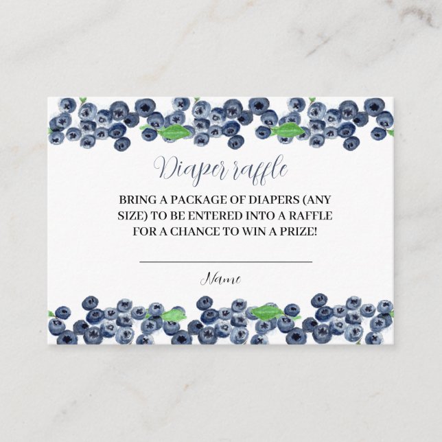 Tarjeta De Recepción Blueberry Baby Shower Diaper Raffle Berry Sweet (Anverso)