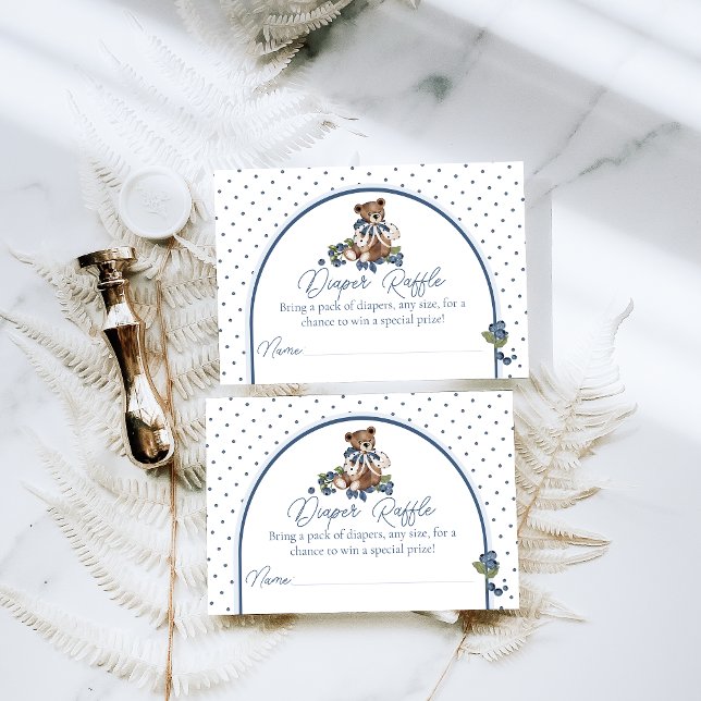 Tarjeta De Recepción Blueberry Bear Baby Boy Ducha Diaper Raffle (Subido por el creador)