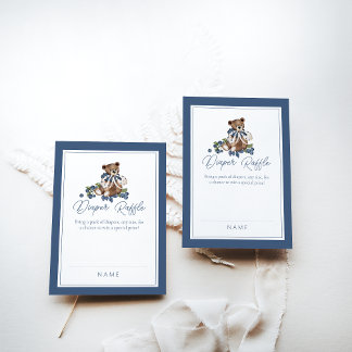 Tarjeta De Recepción Blueberry Bear Baby Boy Ducha Diaper Raffle