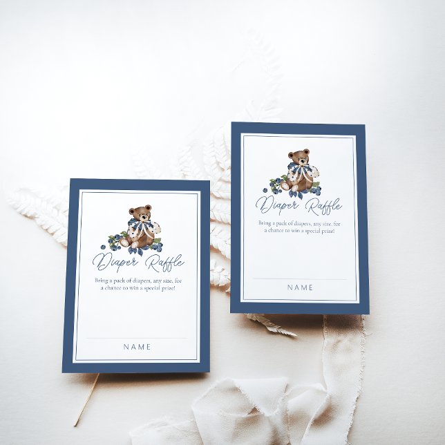 Tarjeta De Recepción Blueberry Bear Baby Boy Ducha Diaper Raffle (Subido por el creador)