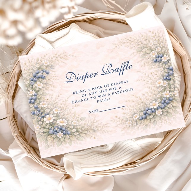 Tarjeta De Recepción Blueberry Botanical Frame Diapper Raffle (Subido por el creador)