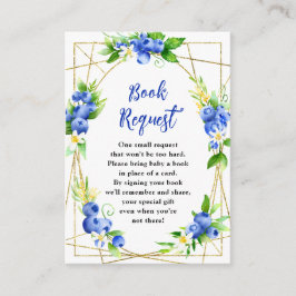Tarjeta De Recepción Blueberry Floral Baby Shower Book Request