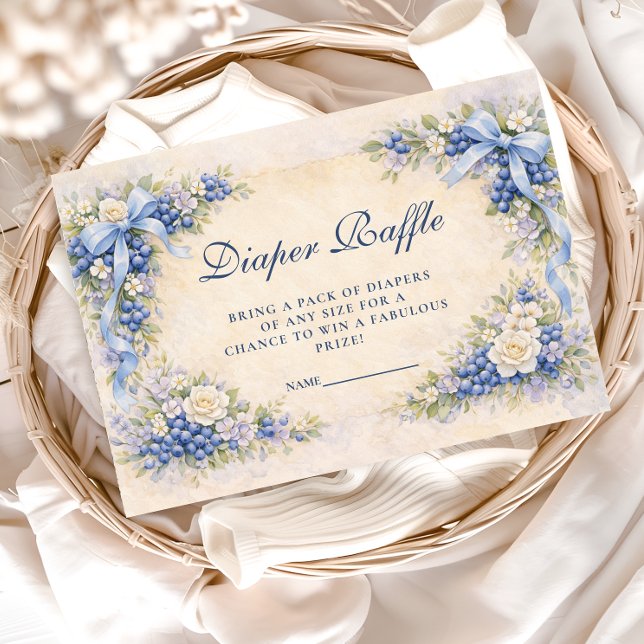 Tarjeta De Recepción Blueberry Garden Bow Baby Shower Diapper Raffle (Subido por el creador)