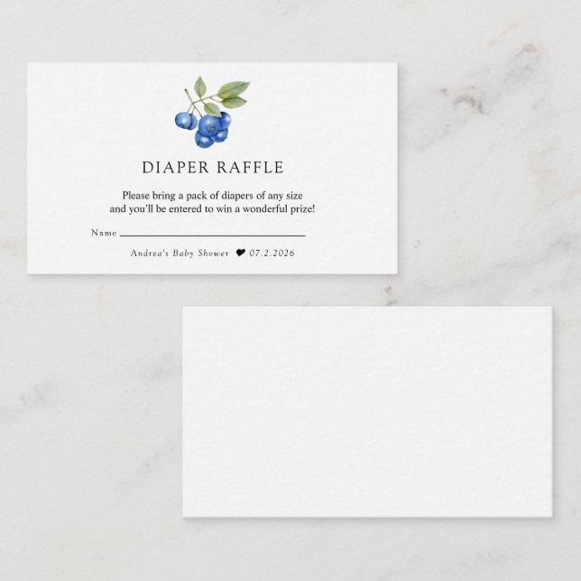 Tarjeta De Recepción Blueberry | Sweet Baby Shower (Anverso / Reverso)