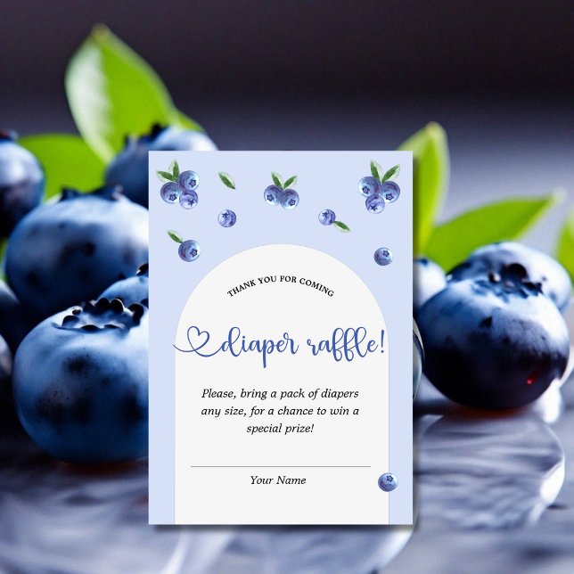 Tarjeta De Recepción Blueberry Sweet Boy Baby Shower Diaper Raffle (Blueberry Sweet Boy Baby Shower Diaper Raffle Enclosure Card)