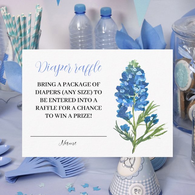 Tarjeta De Recepción Bluebonnets Texas Floral Diaper Raffle Baby Shower (Subido por el creador)