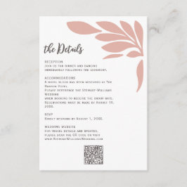 Tarjeta De Recepción Blush Abstract Tropical Floral Leaf Wedding 