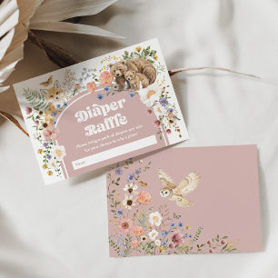 Tarjeta De Recepción Blush Bosque Flores Silvestres Sorteo de Pañales B