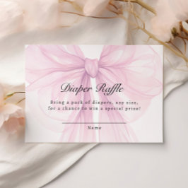Tarjeta De Recepción Blush Pink Bow Diaper Raffle Ticket