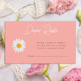 Tarjeta De Recepción Blush Pink Daisy Floral Baby Shower Diaper Raffle