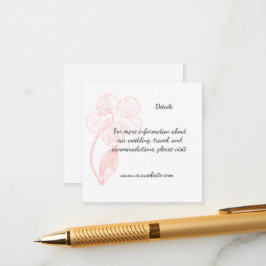 Tarjeta De Recepción Blush Pink Floral Line Art Wedding Details