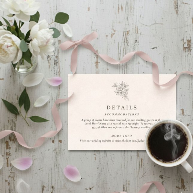 Tarjeta De Recepción Blush Pink Monogram Details Enclosure Card (Blush Pink Monogram Details Enclosure Card)
