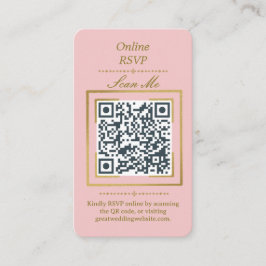 Tarjeta De Recepción Blush Pink | Photo Online RSVP QR Code Wedding