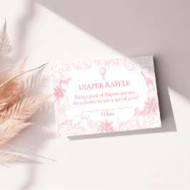 Tarjeta De Recepción Blush Pink Safari Animals Jungle Diaper Raffle