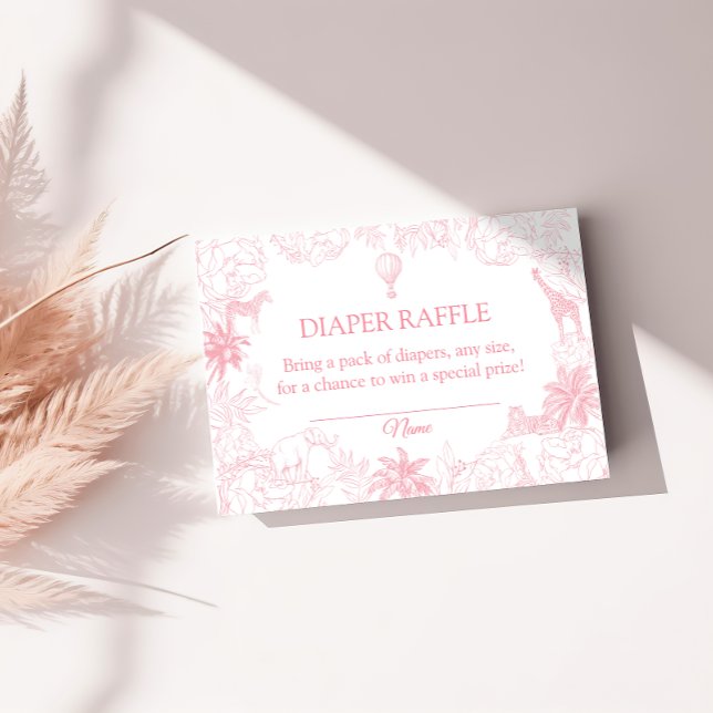 Tarjeta De Recepción Blush Pink Safari Animals Jungle Diaper Raffle (Subido por el creador)