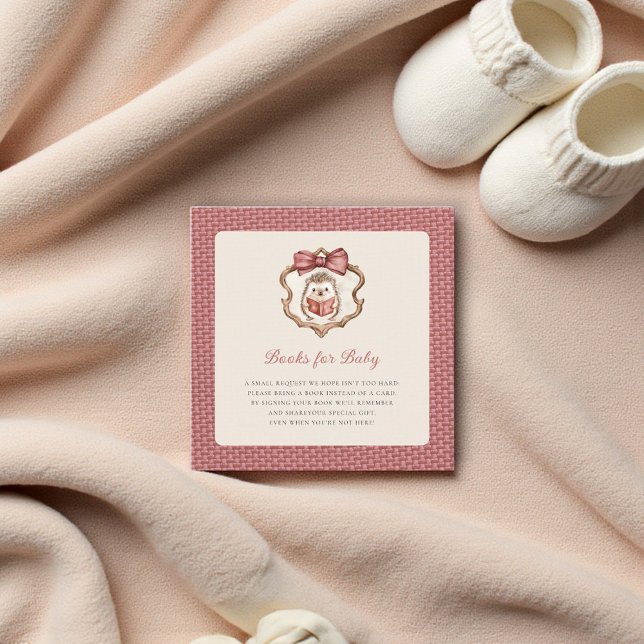 Tarjeta De Recepción Blush Pink Textured Hedgehog Baby Shower Book  (Subido por el creador)