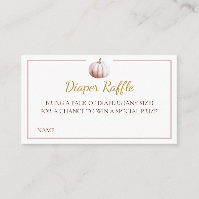 Tarjeta De Recepción Blush Pumpkin Fall Baby Shower Diaper Raffle Card (Anverso)