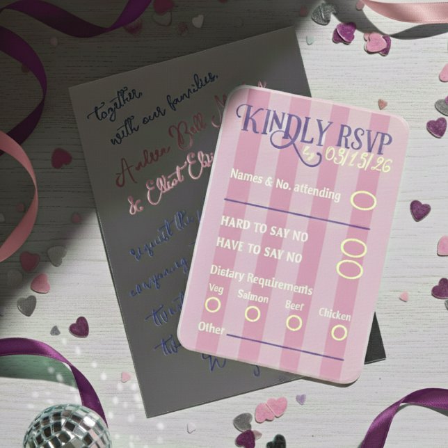 Tarjeta De Recepción Blush & Purple Spring Disco RSVP Wedding (Subido por el creador)