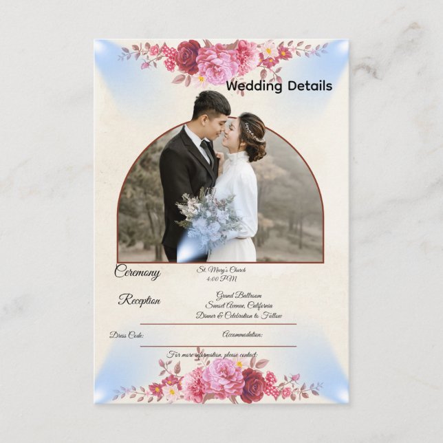 Tarjeta De Recepción Blush Rose Church Wedding Enclosure Card (Anverso)