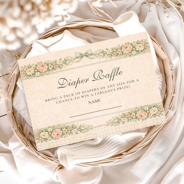 Tarjeta De Recepción Blush Sage Rose Arch Diapper Raffle (Subido por el creador)