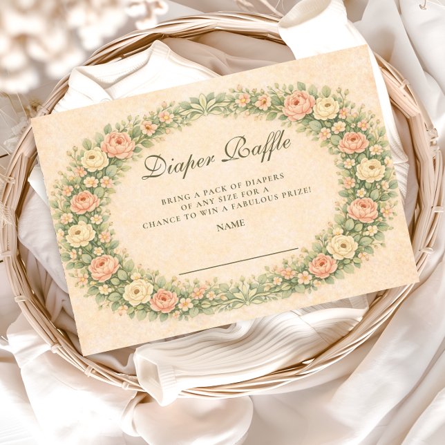 Tarjeta De Recepción Blush Sage Rose Garden Diapper Raffle (Subido por el creador)