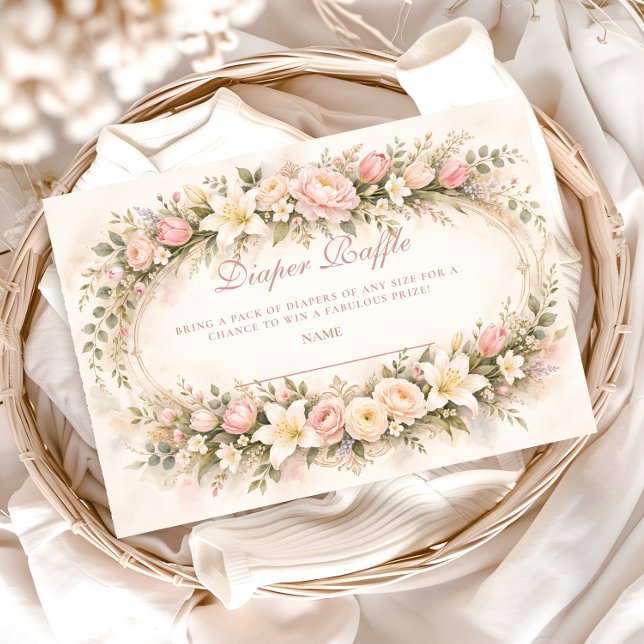 Tarjeta De Recepción Blush Tulip And Lily Garden Diapper Raffle (Subido por el creador)