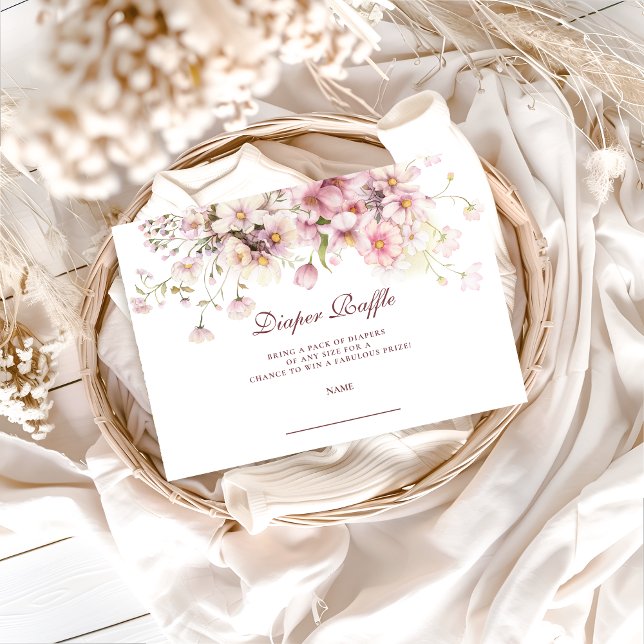 Tarjeta De Recepción Blush Wildflower Garden Diapper Raffle (Subido por el creador)
