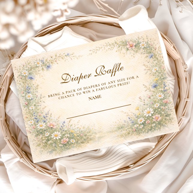 Tarjeta De Recepción Blush Yellow Wildflower Diapper Raffle (Subido por el creador)