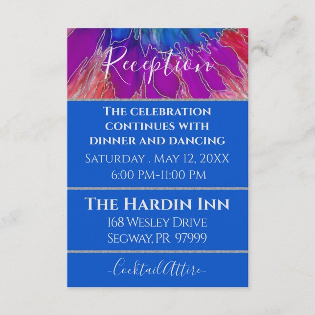 Tarjeta De Recepción BM Bat Mitzvah Bar Mitzvah Elegant Tie Dye (Anverso)