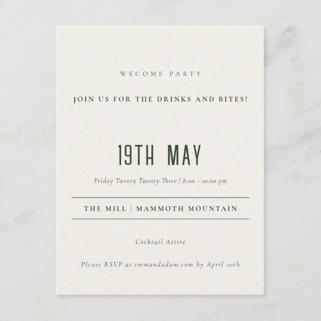 Tarjeta De Recepción Boceto de montaña de bosque de pino verde detalle  (Anverso)