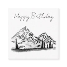 boceto en blanco y negro de montañas