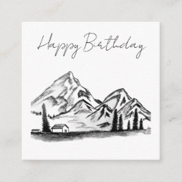 Tarjeta De Recepción boceto en blanco y negro de montañas