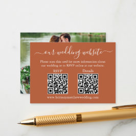 Tarjeta De Recepción Boda 2 QR Detalles de RSVP Foto Terracota
