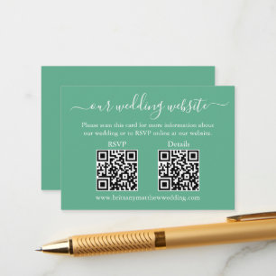 Tarjeta De Recepción Boda 2 QR RSVP Detalles de Mint Neo Verde