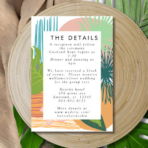 Tarjeta De Recepción Boda abstracta coral teal tropical audaz