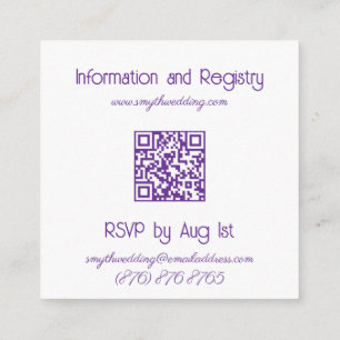 Tarjeta De Recepción Boda Acrílica de Iris Purpura en Aquarela con Esti