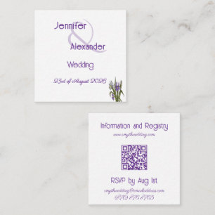 Tarjeta De Recepción Boda Acrílica Morada Iris Acuarela con Estilo