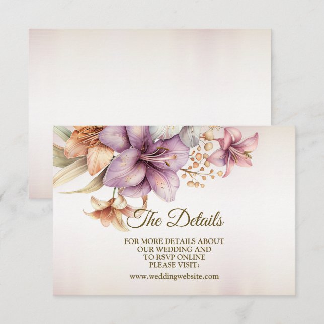 Tarjeta De Recepción Boda acuarela Boho Flores rosas elegantes (Anverso / Reverso)